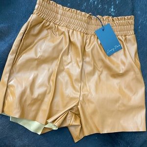 Brown Faux Leather Shorts